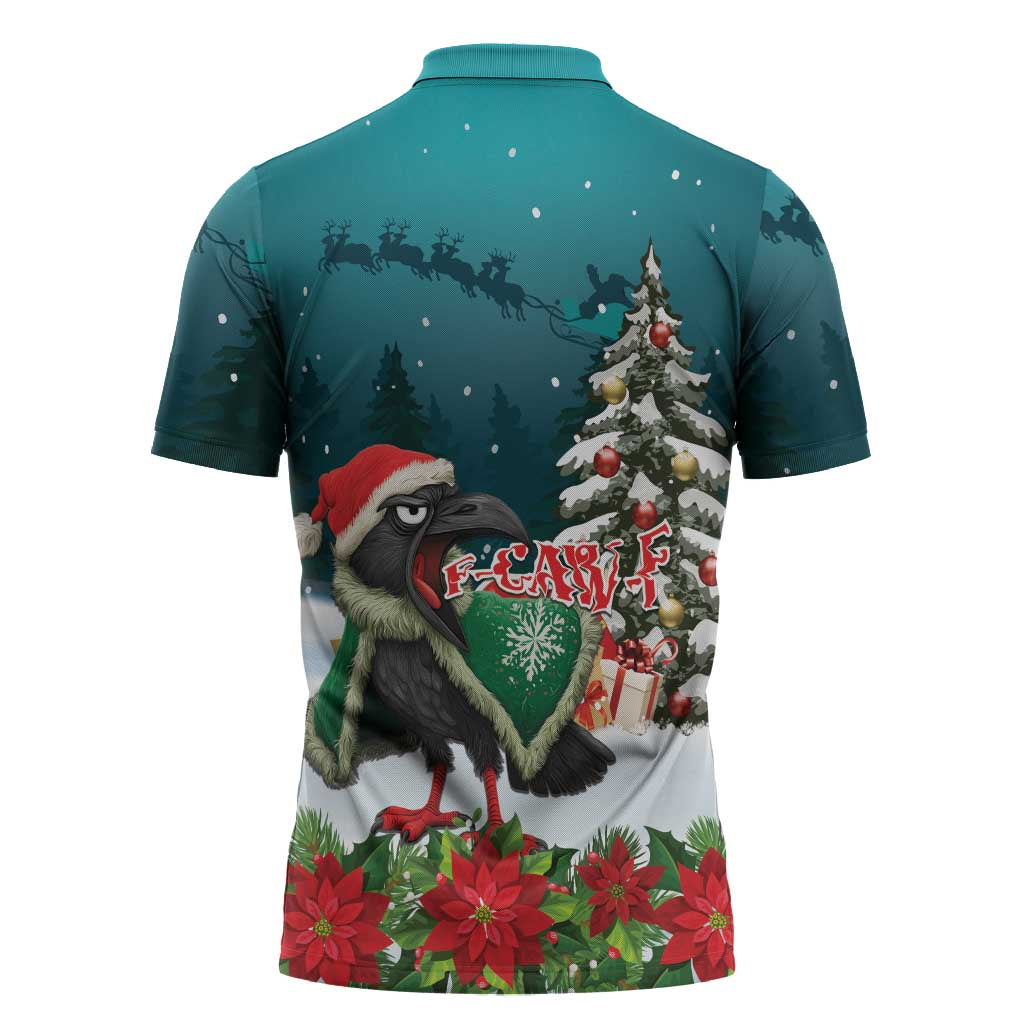 F Caw F Raven Santa Zipper Polo Shirt Funny Christmas - Wonder Print Shop