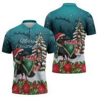 F Caw F Raven Santa Zipper Polo Shirt Funny Christmas - Wonder Print Shop