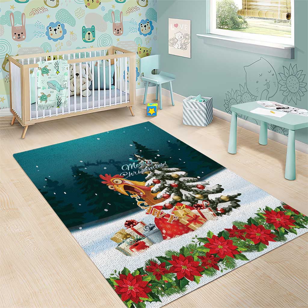 F Caw F Chicken Area Rug Funny Christmas - Wonder Print Shop