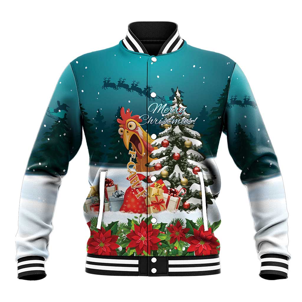 F Caw F Chicken Baseball Jacket Funny Christmas - Wonder Print Shop