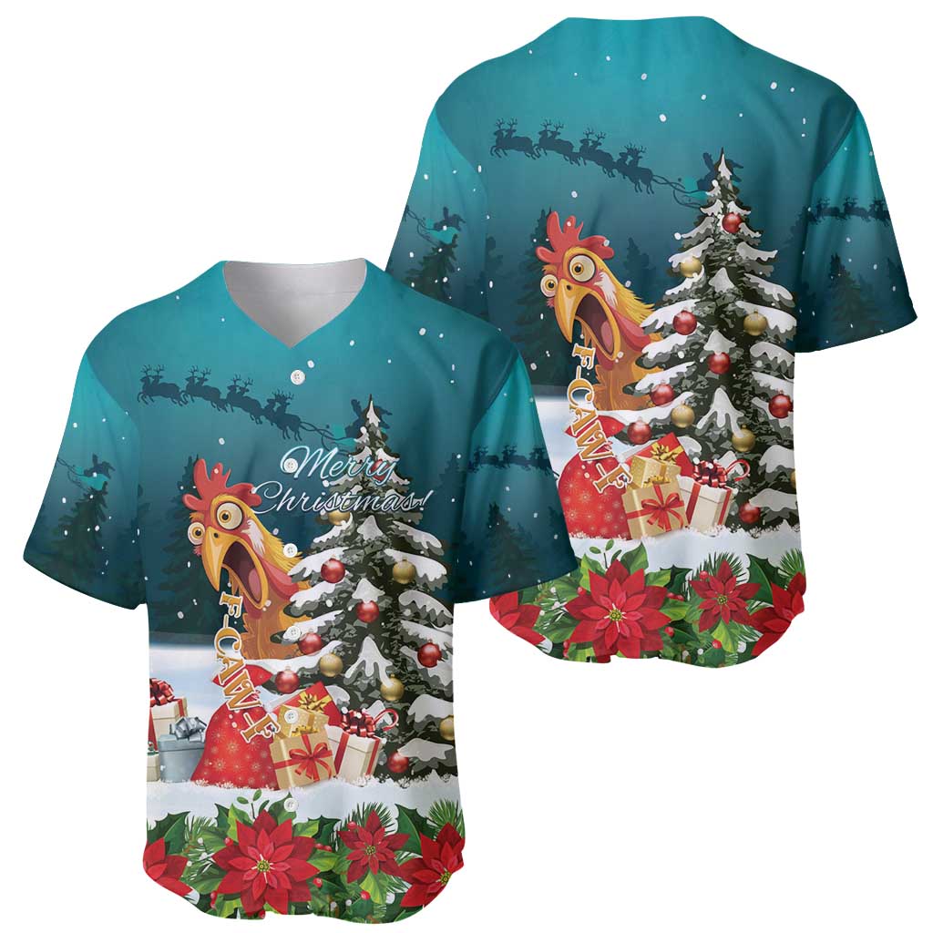 F Caw F Chicken Baseball Jersey Funny Christmas - Wonder Print Shop
