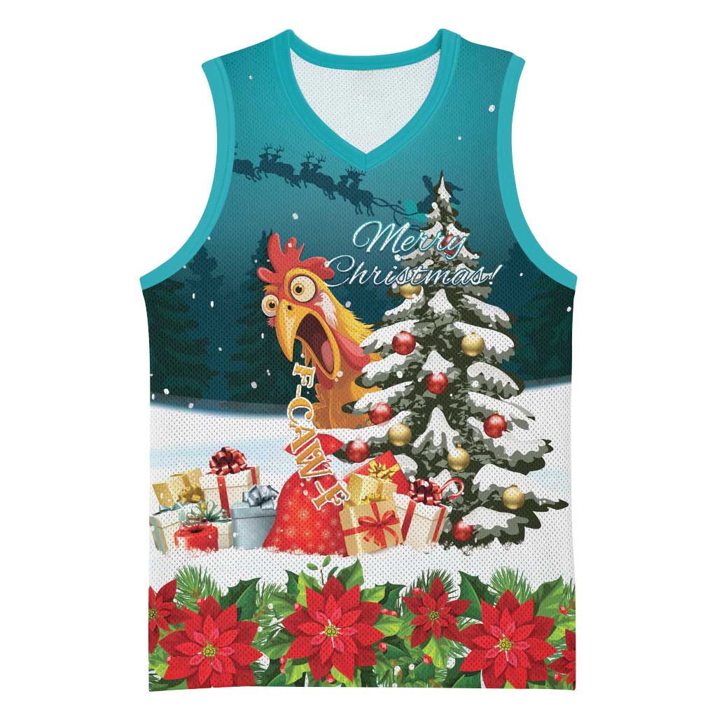 F Caw F Chicken Basketball Jersey Funny Christmas - Wonder Print Shop