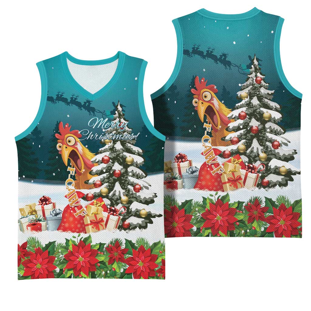 F Caw F Chicken Basketball Jersey Funny Christmas - Wonder Print Shop