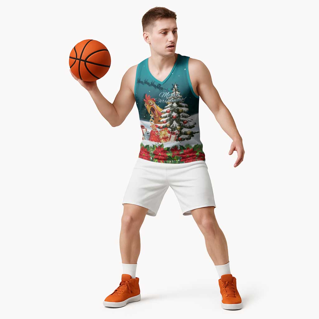 F Caw F Chicken Basketball Jersey Funny Christmas - Wonder Print Shop