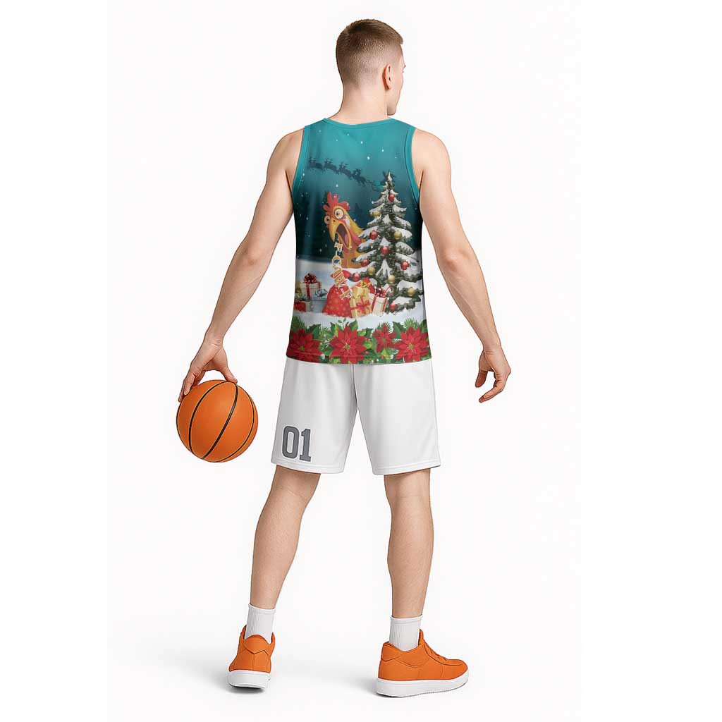 F Caw F Chicken Basketball Jersey Funny Christmas - Wonder Print Shop