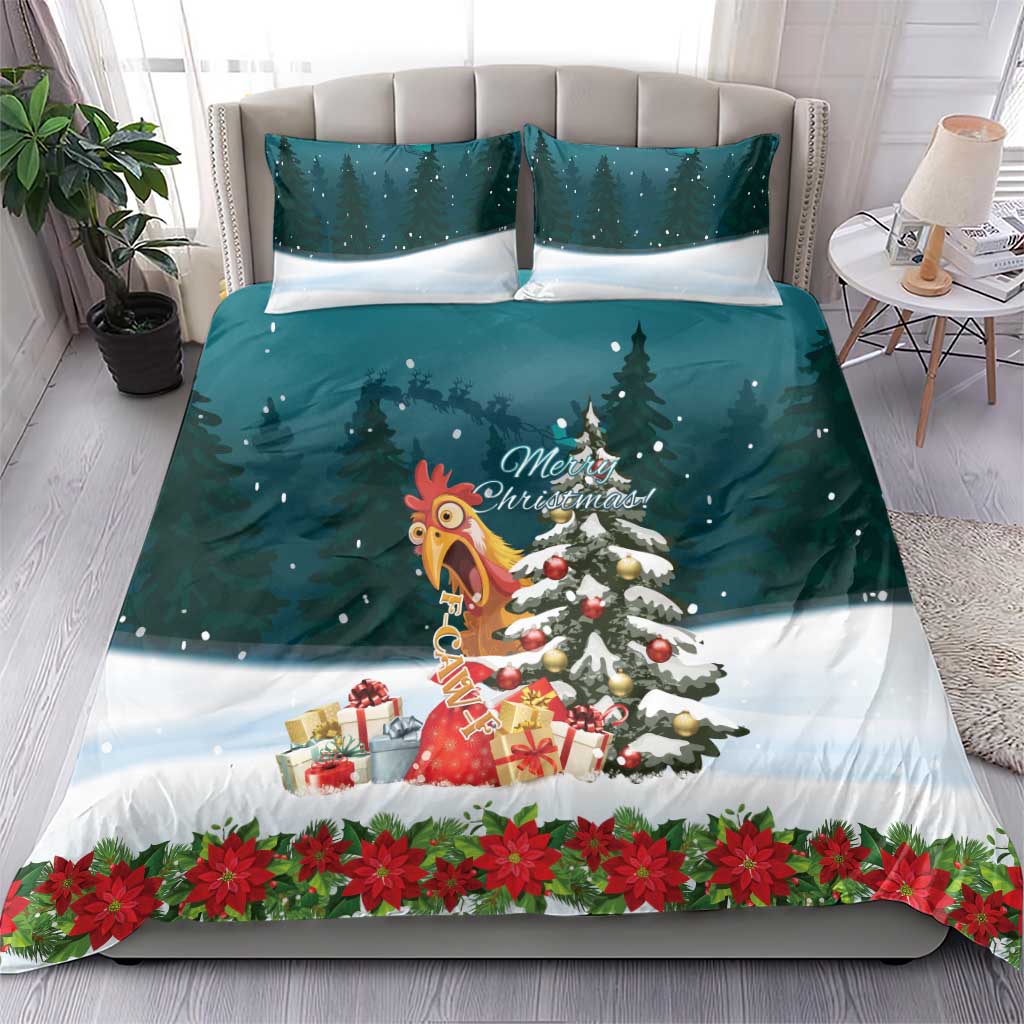 F Caw F Chicken Bedding Set Funny Christmas - Wonder Print Shop