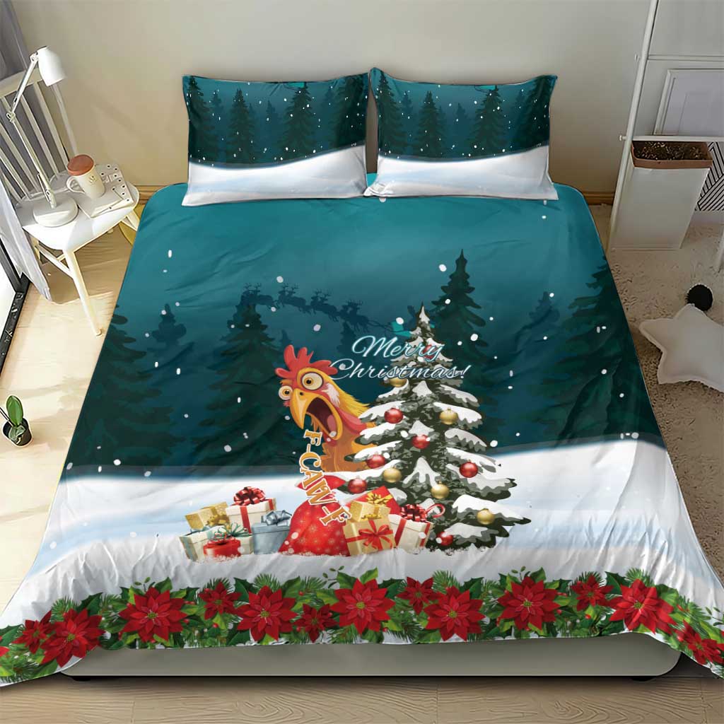 F Caw F Chicken Bedding Set Funny Christmas - Wonder Print Shop