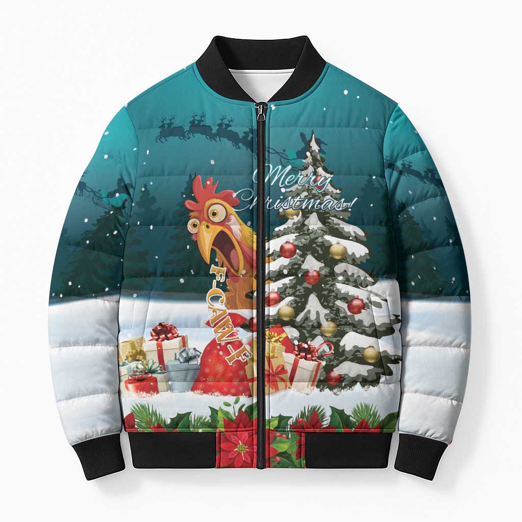 F Caw F Chicken Bomber Puffer Jacket Funny Christmas - Wonder Print Shop