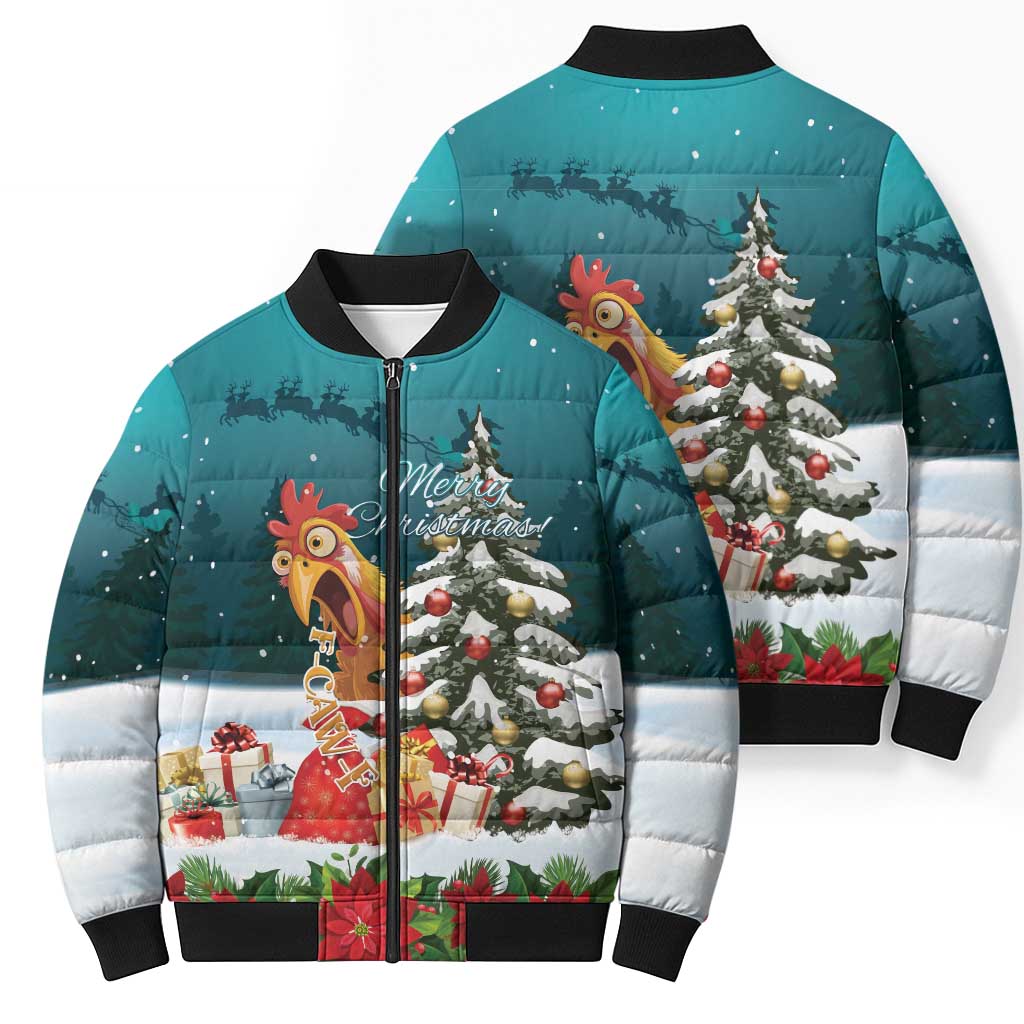 F Caw F Chicken Bomber Puffer Jacket Funny Christmas - Wonder Print Shop