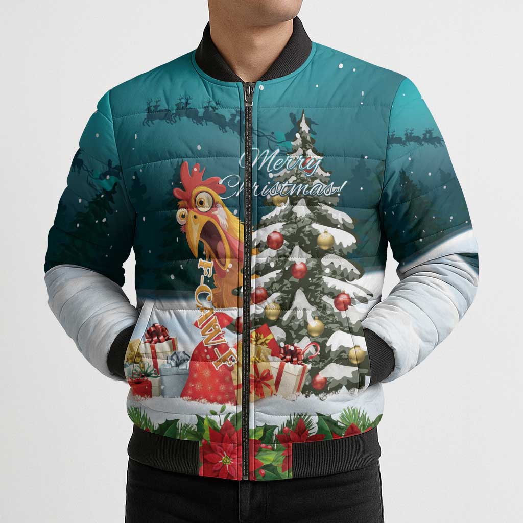 F Caw F Chicken Bomber Puffer Jacket Funny Christmas - Wonder Print Shop