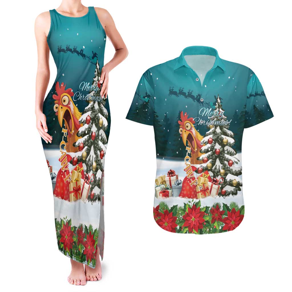 F Caw F Chicken Couples Matching Tank Maxi Dress and Hawaiian Shirt Funny Christmas - Wonder Print Shop