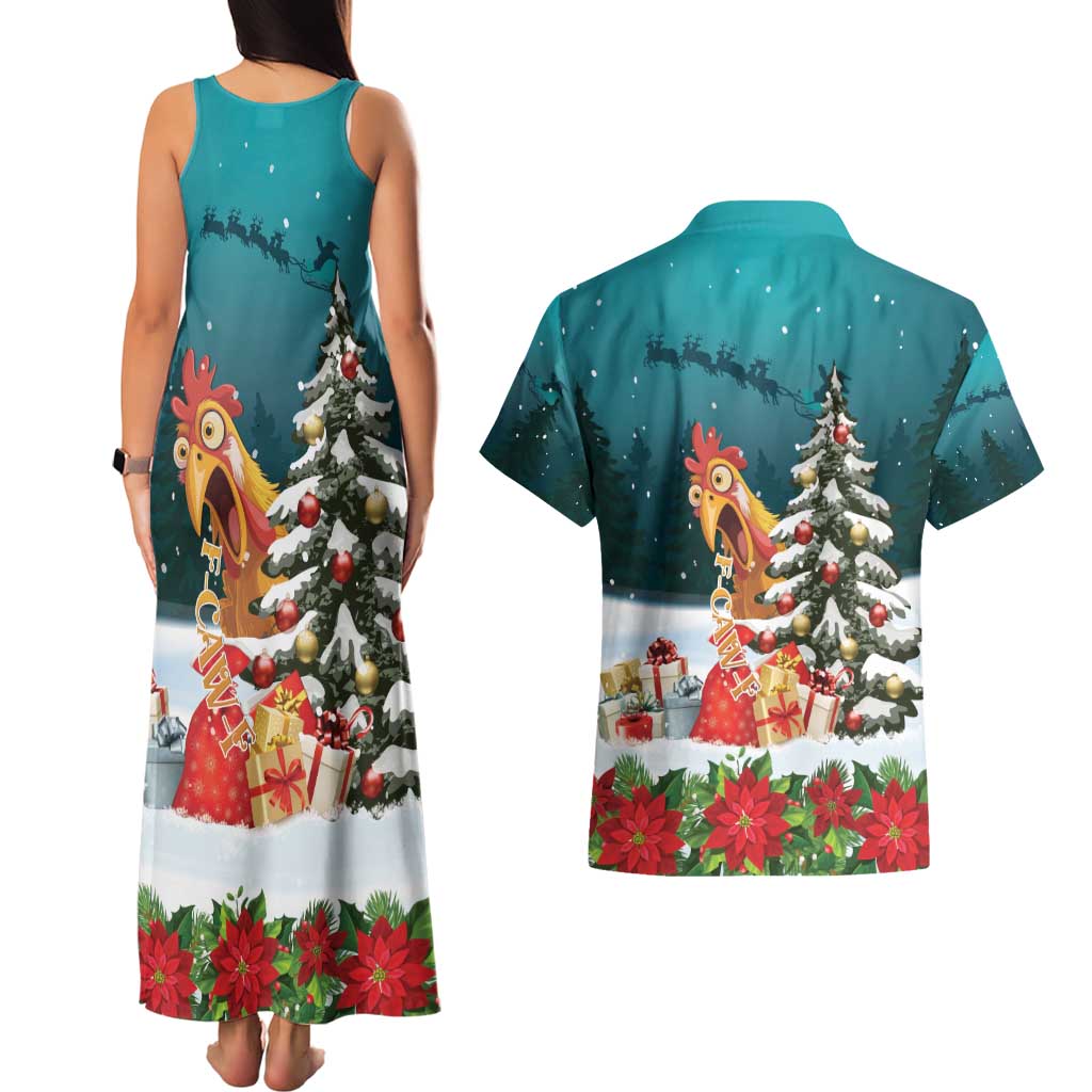F Caw F Chicken Couples Matching Tank Maxi Dress and Hawaiian Shirt Funny Christmas - Wonder Print Shop