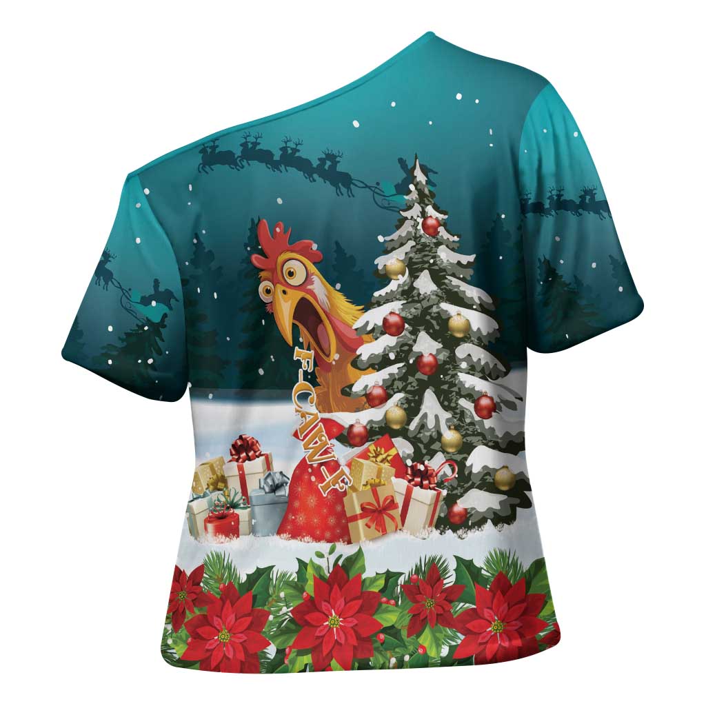 F Caw F Chicken Cross Shoulder Shirt Funny Christmas - Wonder Print Shop