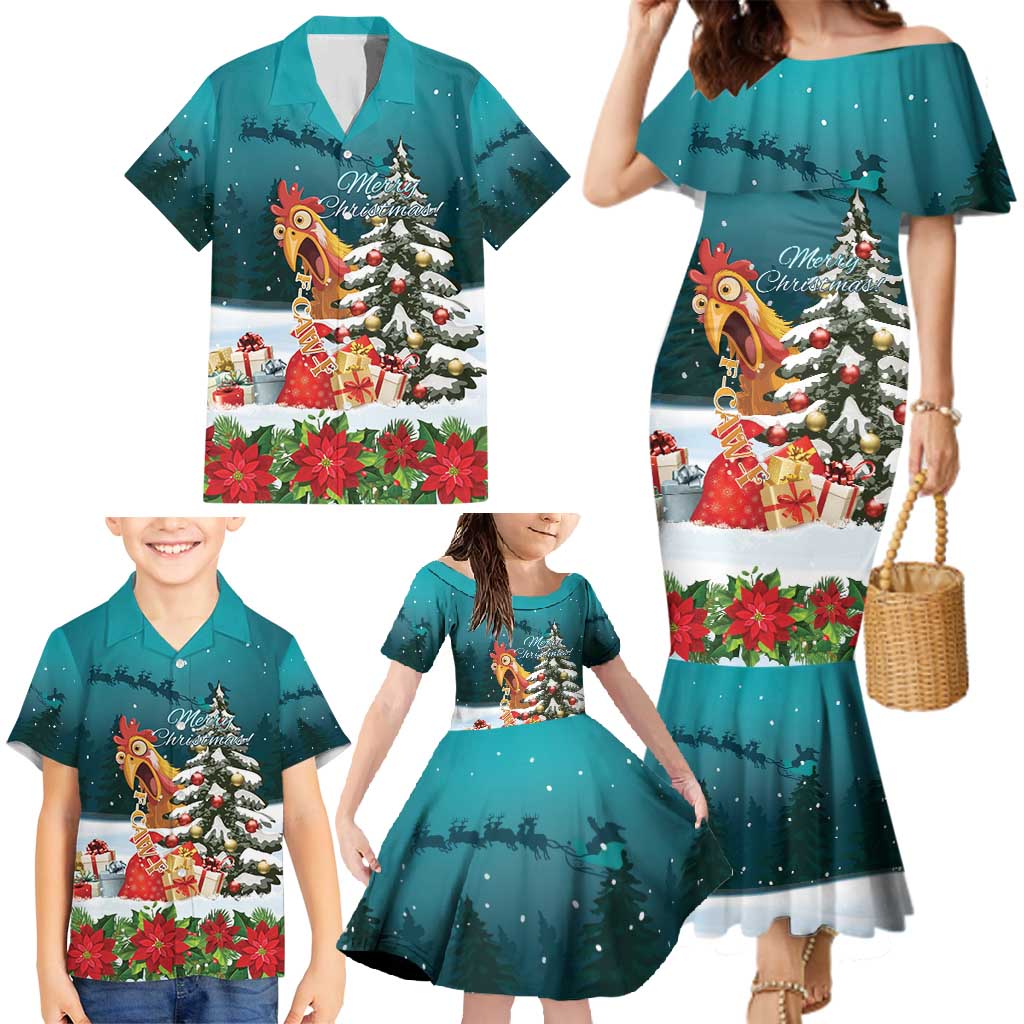 F Caw F Chicken Family Matching Mermaid Dress and Hawaiian Shirt Funny Christmas - Wonder Print Shop