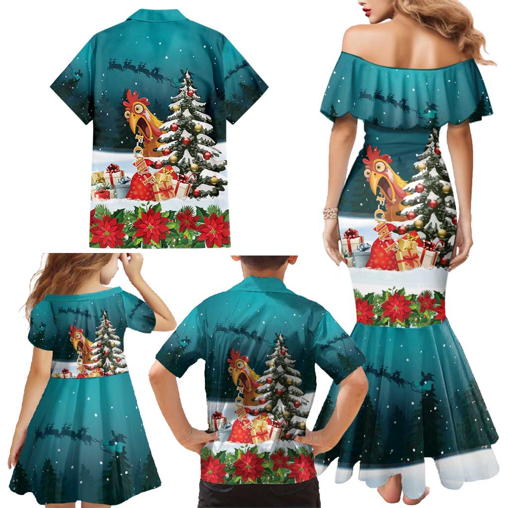 F Caw F Chicken Family Matching Mermaid Dress and Hawaiian Shirt Funny Christmas - Wonder Print Shop