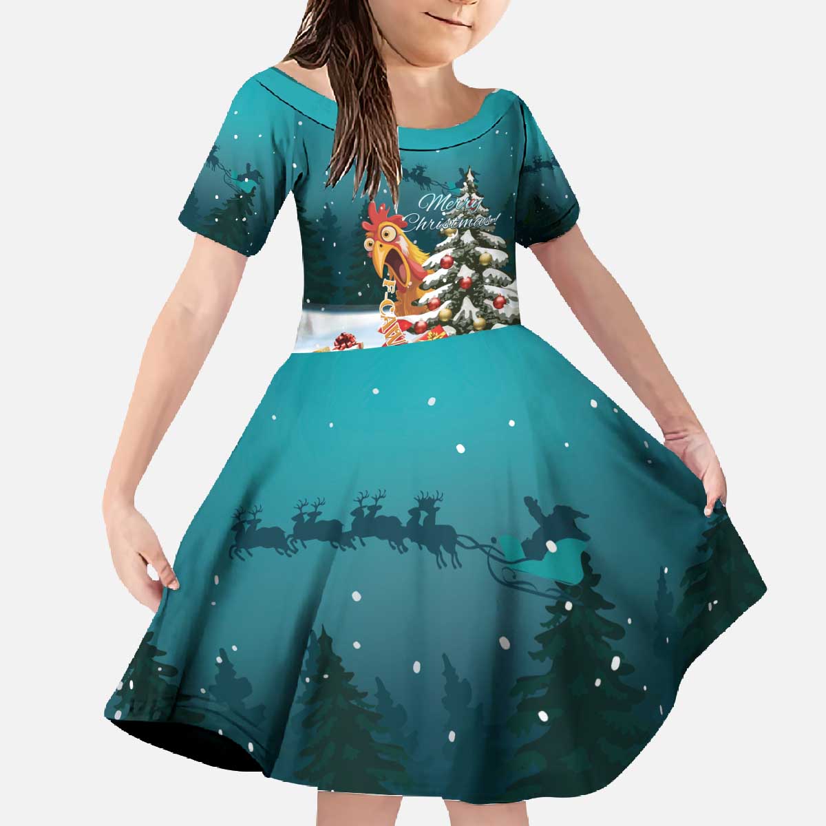 F Caw F Chicken Family Matching Off The Shoulder Long Sleeve Dress and Hawaiian Shirt Funny Christmas - Wonder Print Shop