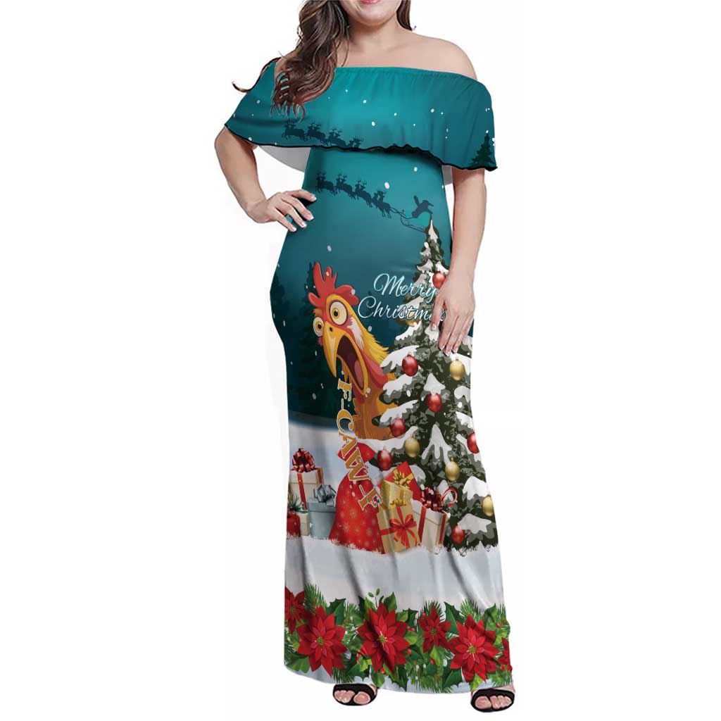 F Caw F Chicken Family Matching Off Shoulder Maxi Dress and Hawaiian Shirt Funny Christmas - Wonder Print Shop