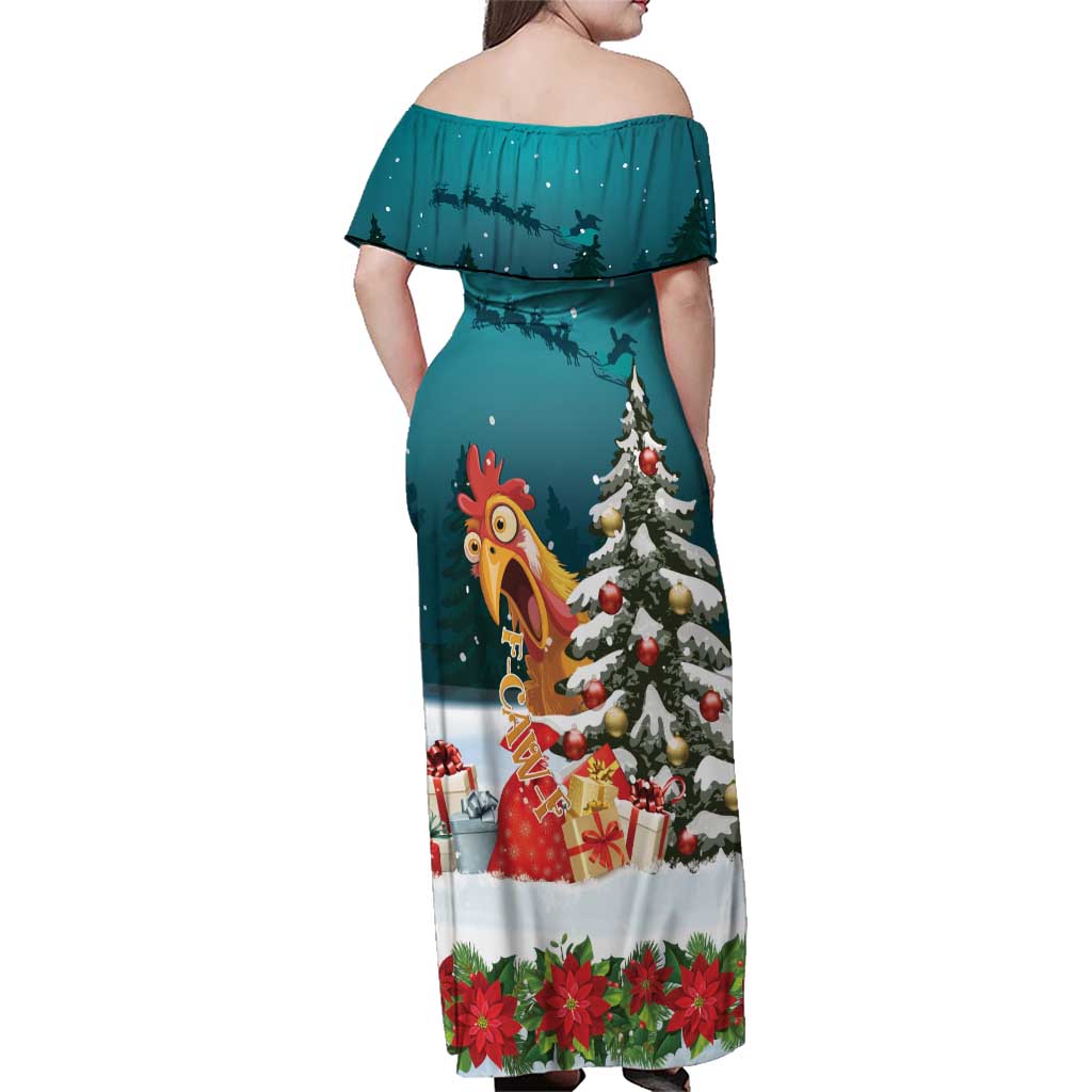 F Caw F Chicken Family Matching Off Shoulder Maxi Dress and Hawaiian Shirt Funny Christmas - Wonder Print Shop