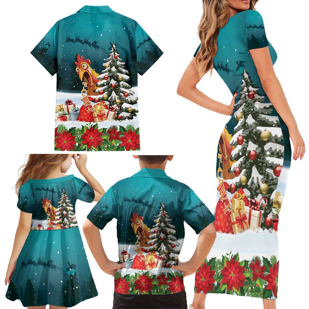 F Caw F Chicken Family Matching Short Sleeve Bodycon Dress and Hawaiian Shirt Funny Christmas - Wonder Print Shop