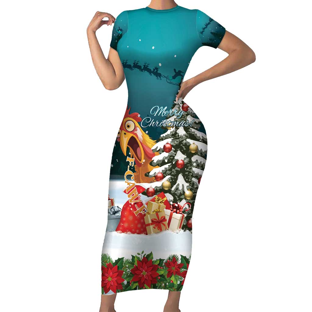 F Caw F Chicken Family Matching Short Sleeve Bodycon Dress and Hawaiian Shirt Funny Christmas - Wonder Print Shop