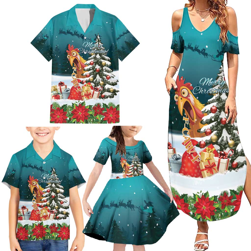 F Caw F Chicken Family Matching Summer Maxi Dress and Hawaiian Shirt Funny Christmas - Wonder Print Shop