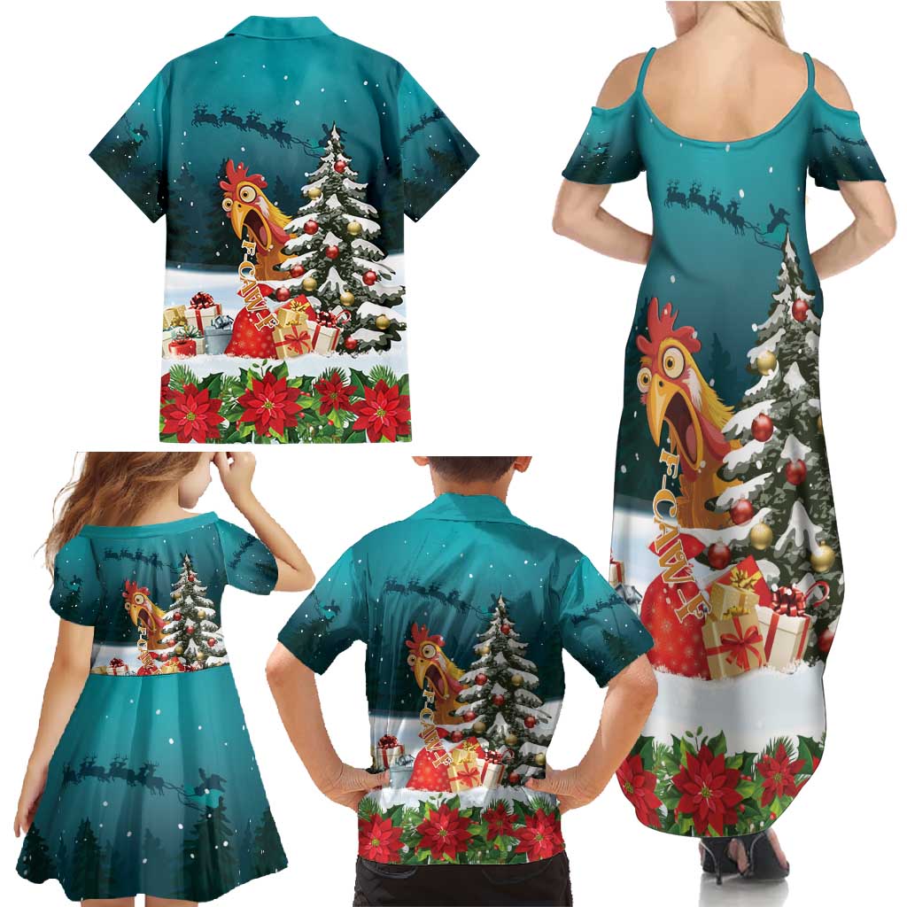 F Caw F Chicken Family Matching Summer Maxi Dress and Hawaiian Shirt Funny Christmas - Wonder Print Shop