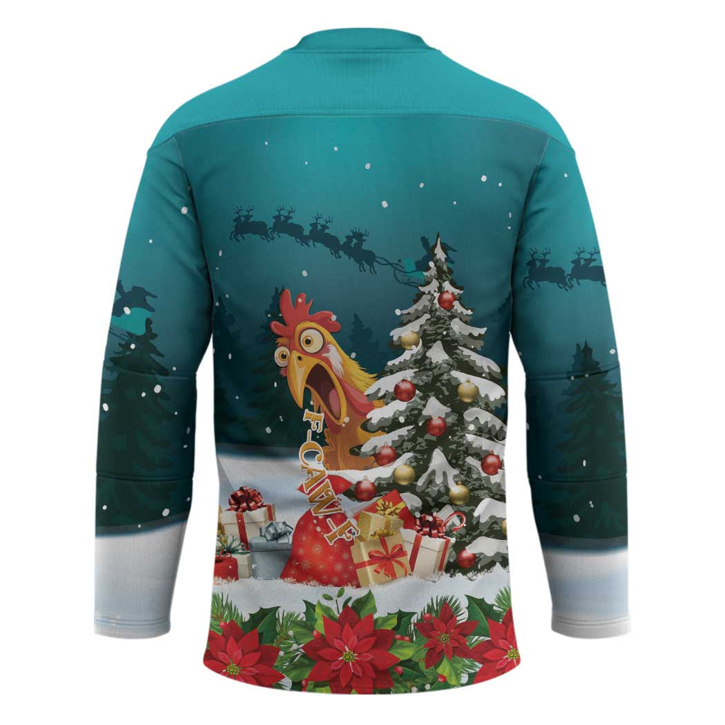 F Caw F Chicken Hockey Jersey Funny Christmas - Wonder Print Shop