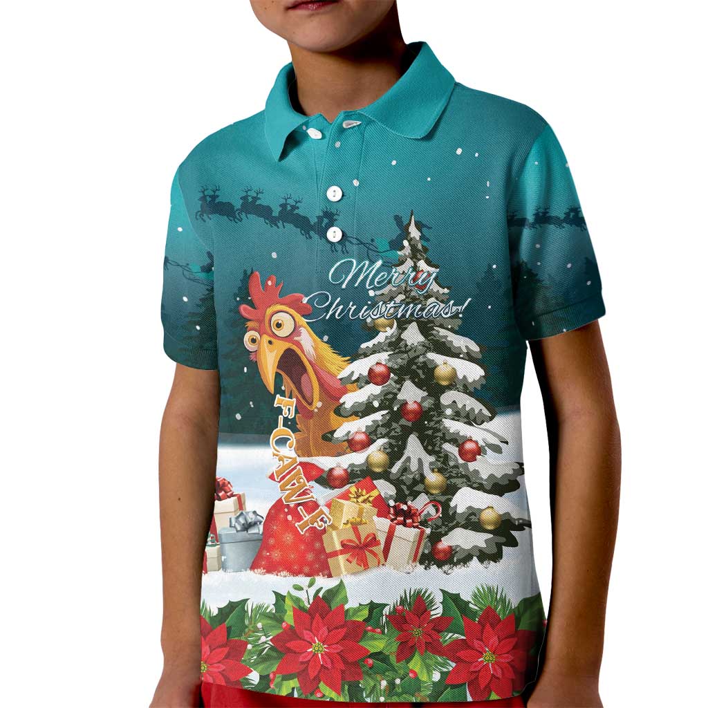 F Caw F Chicken Kid Polo Shirt Funny Christmas - Wonder Print Shop