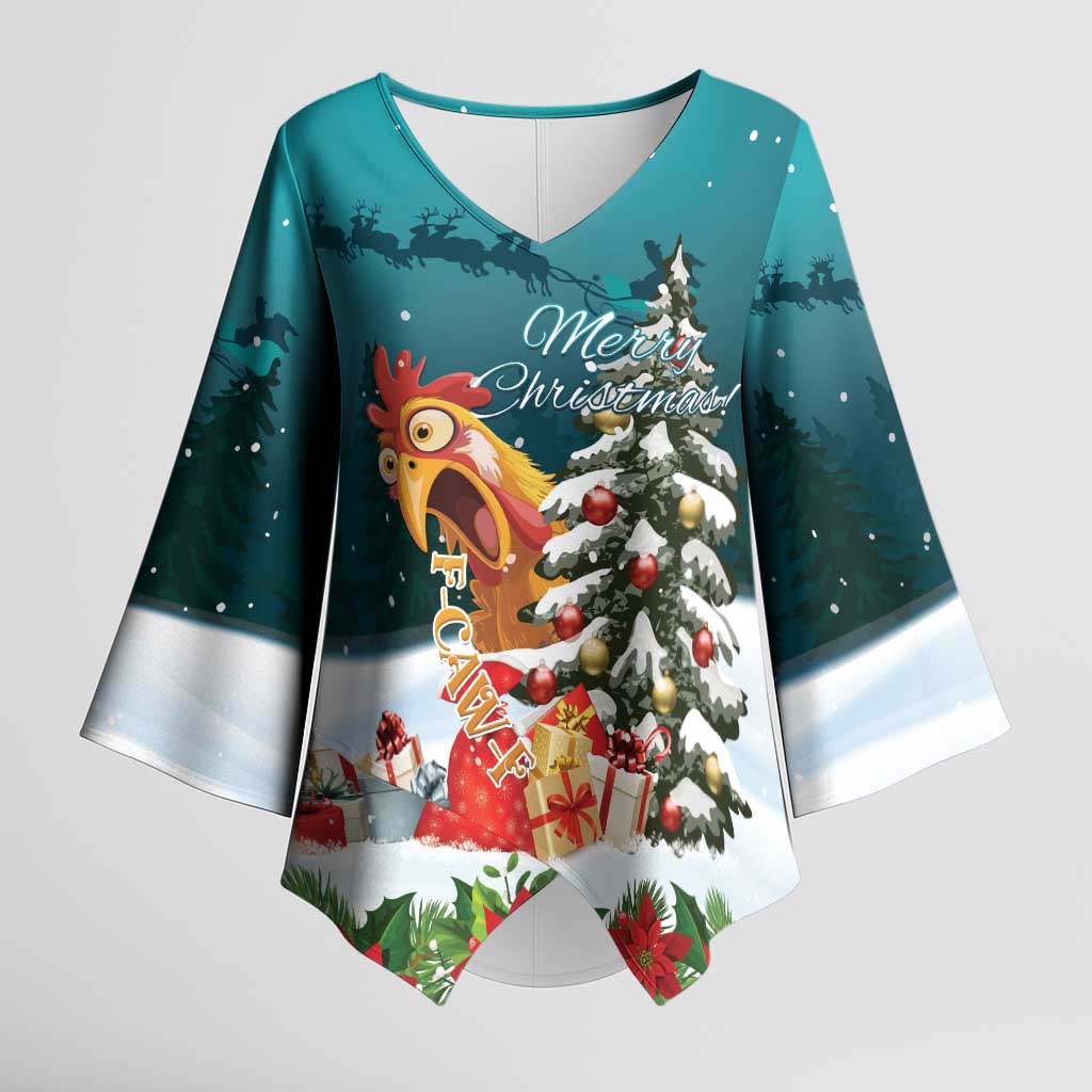 F Caw F Chicken Kimono Sleeve Blouse Funny Christmas - Wonder Print Shop
