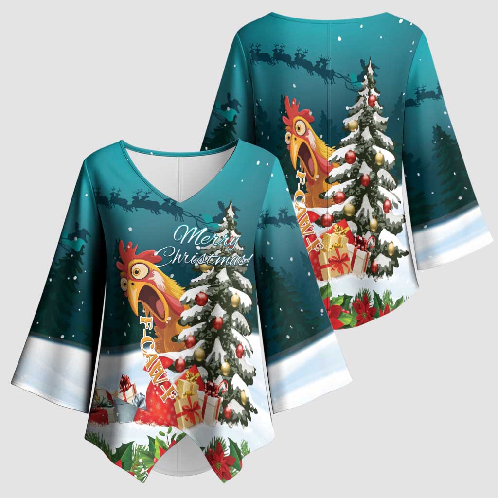 F Caw F Chicken Kimono Sleeve Blouse Funny Christmas - Wonder Print Shop