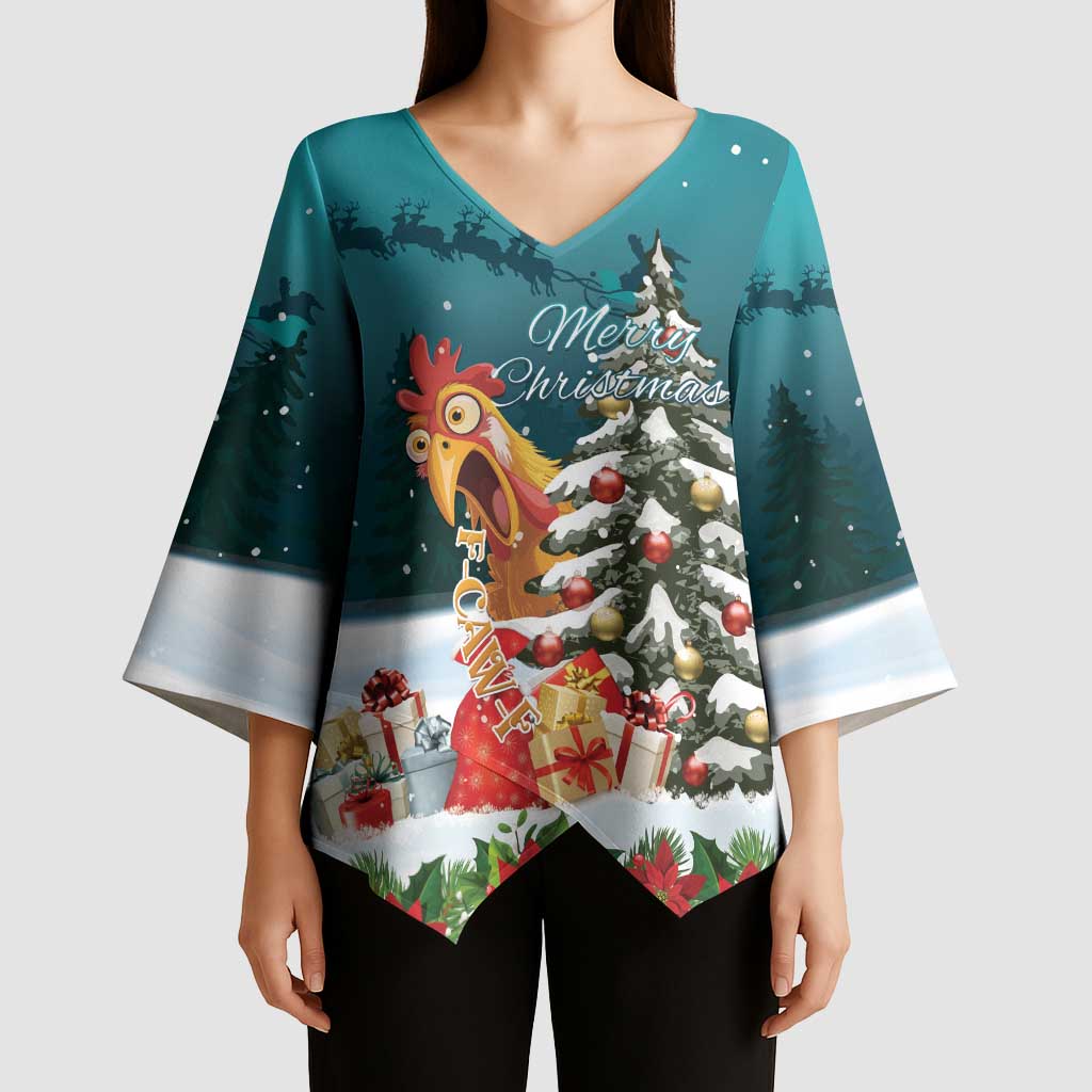 F Caw F Chicken Kimono Sleeve Blouse Funny Christmas - Wonder Print Shop