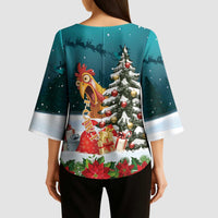 F Caw F Chicken Kimono Sleeve Blouse Funny Christmas - Wonder Print Shop