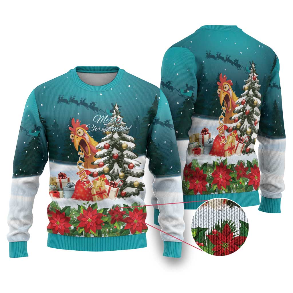 F Caw F Chicken Ugly Christmas Sweater Funny Christmas - Wonder Print Shop