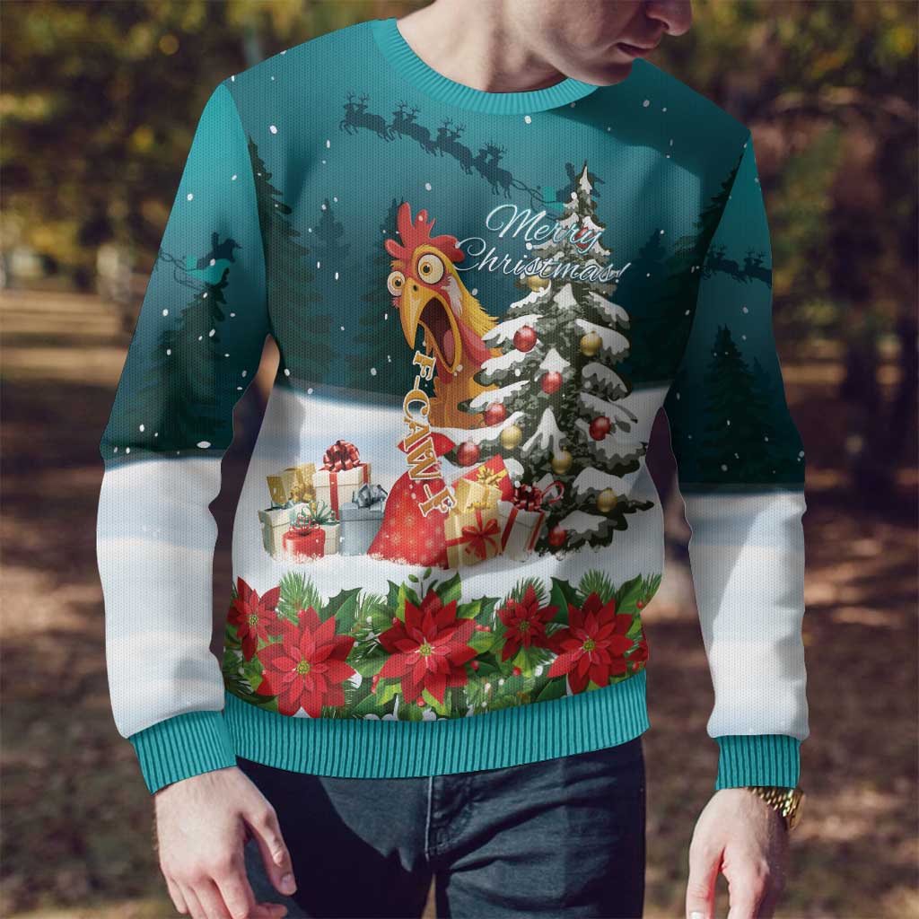 F Caw F Chicken Ugly Christmas Sweater Funny Christmas - Wonder Print Shop