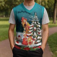 F Caw F Chicken Christmas Knitted V-Neck Vest Funny Christmas - Wonder Print Shop