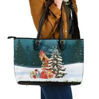 F Caw F Chicken Leather Tote Bag Funny Christmas - Wonder Print Shop