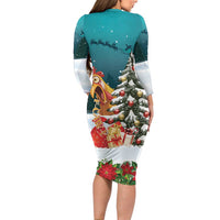 F Caw F Chicken Long Sleeve Bodycon Dress Funny Christmas - Wonder Print Shop