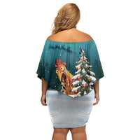 F Caw F Chicken Off Shoulder Short Dress Funny Christmas - Wonder Print Shop