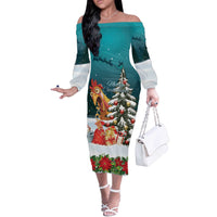 F Caw F Chicken Off The Shoulder Long Sleeve Dress Funny Christmas - Wonder Print Shop