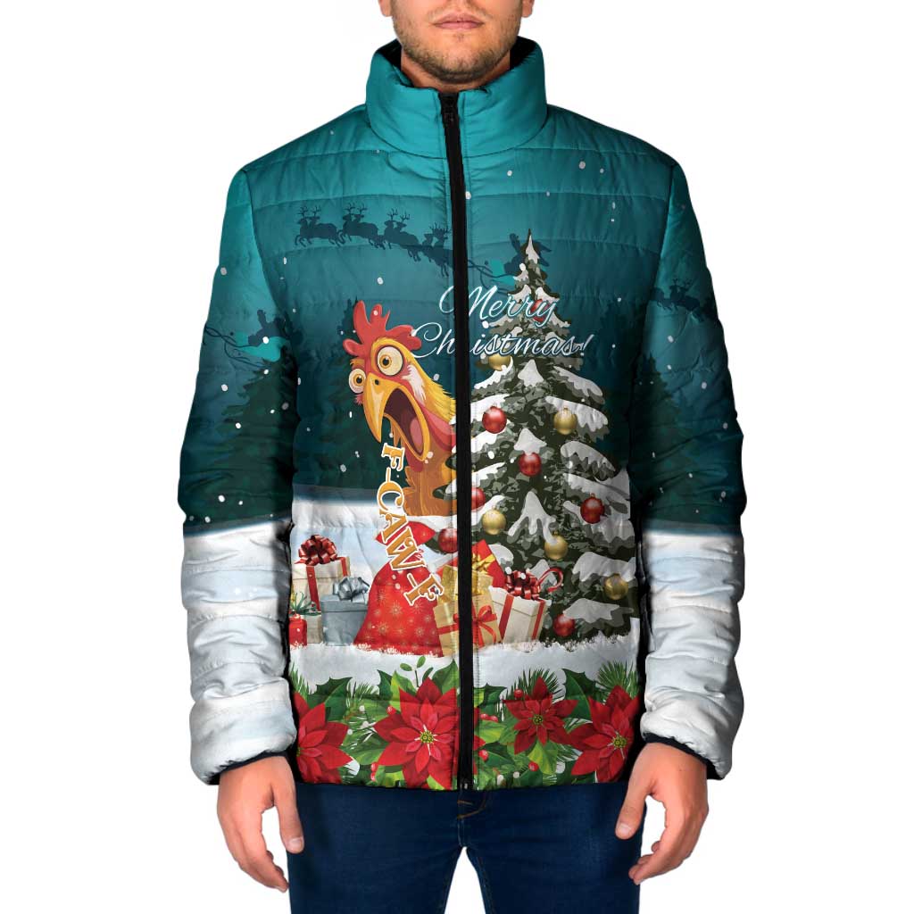 F Caw F Chicken Padded Jacket Funny Christmas - Wonder Print Shop