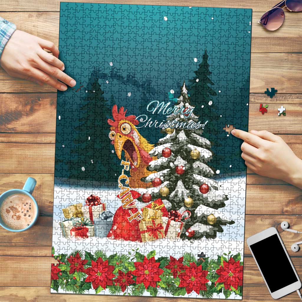 F Caw F Chicken Puzzle Funny Christmas - Wonder Print Shop