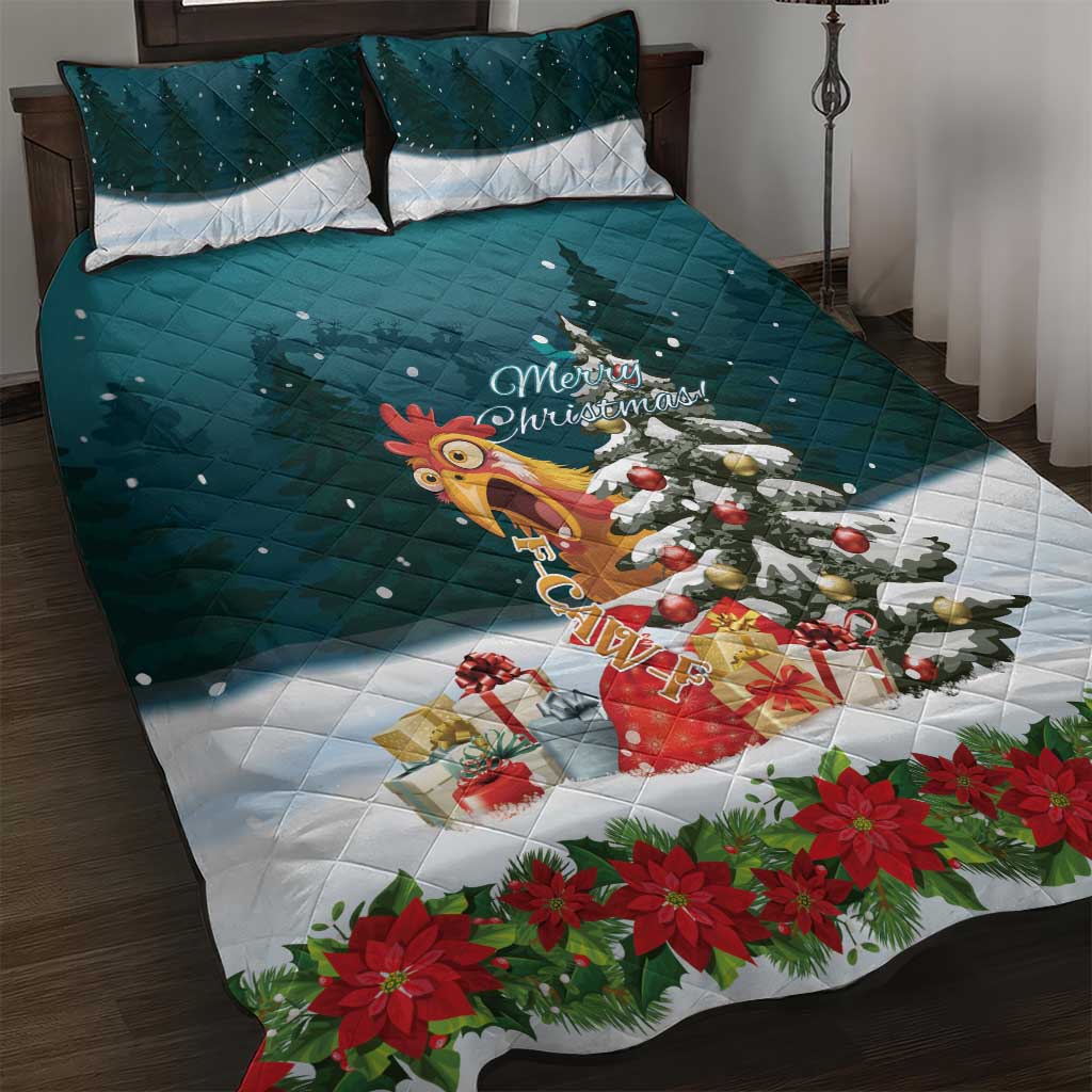 F Caw F Chicken Quilt Bed Set Funny Christmas - Wonder Print Shop