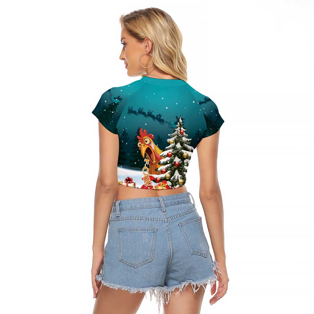 F Caw F Chicken Raglan Cropped T Shirt Funny Christmas - Wonder Print Shop