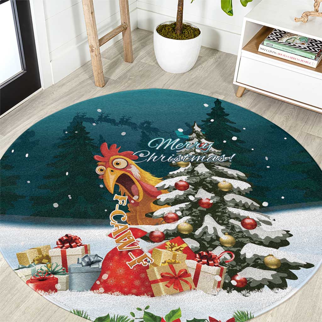 F Caw F Chicken Round Carpet Funny Christmas - Wonder Print Shop