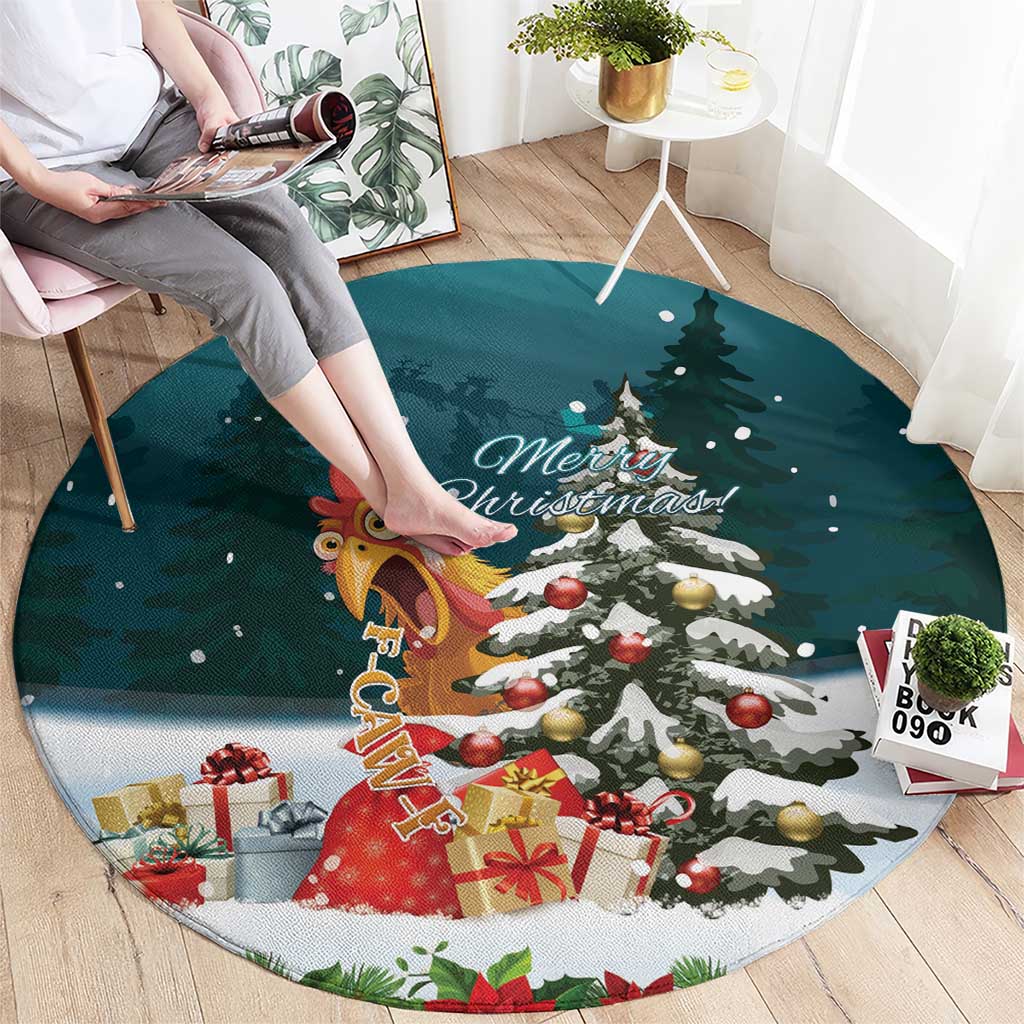 F Caw F Chicken Round Carpet Funny Christmas - Wonder Print Shop