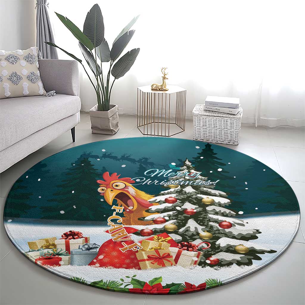 F Caw F Chicken Round Carpet Funny Christmas - Wonder Print Shop