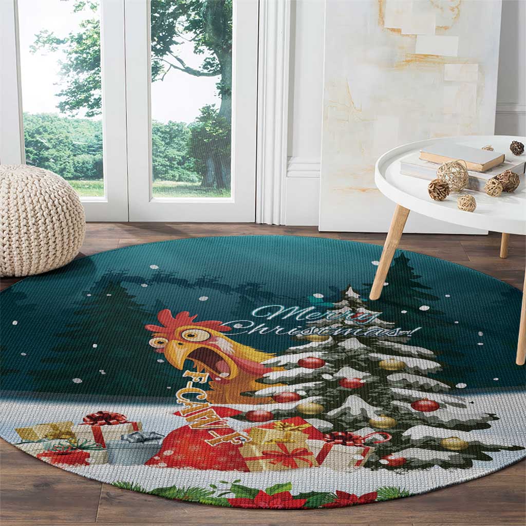 F Caw F Chicken Round Carpet Funny Christmas - Wonder Print Shop