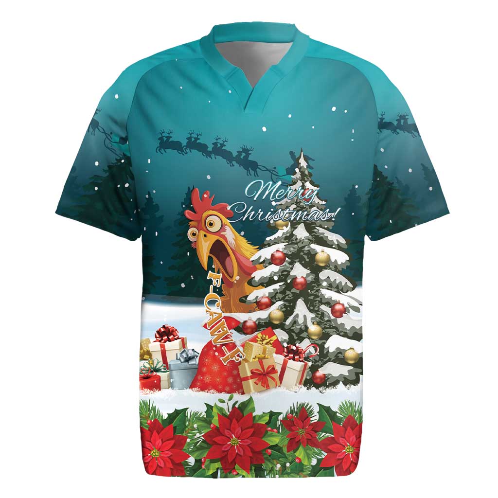 F Caw F Chicken Rugby Jersey Funny Christmas - Wonder Print Shop