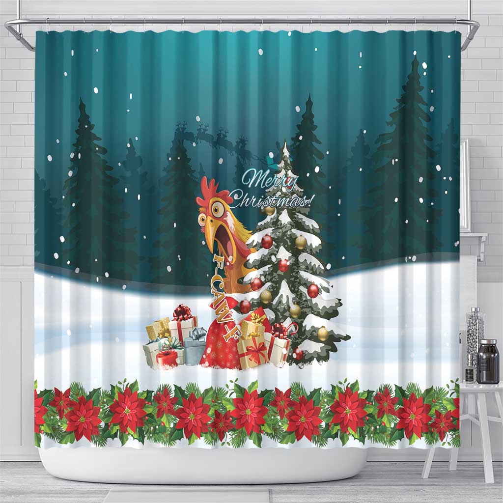F Caw F Chicken Shower Curtain Funny Christmas - Wonder Print Shop