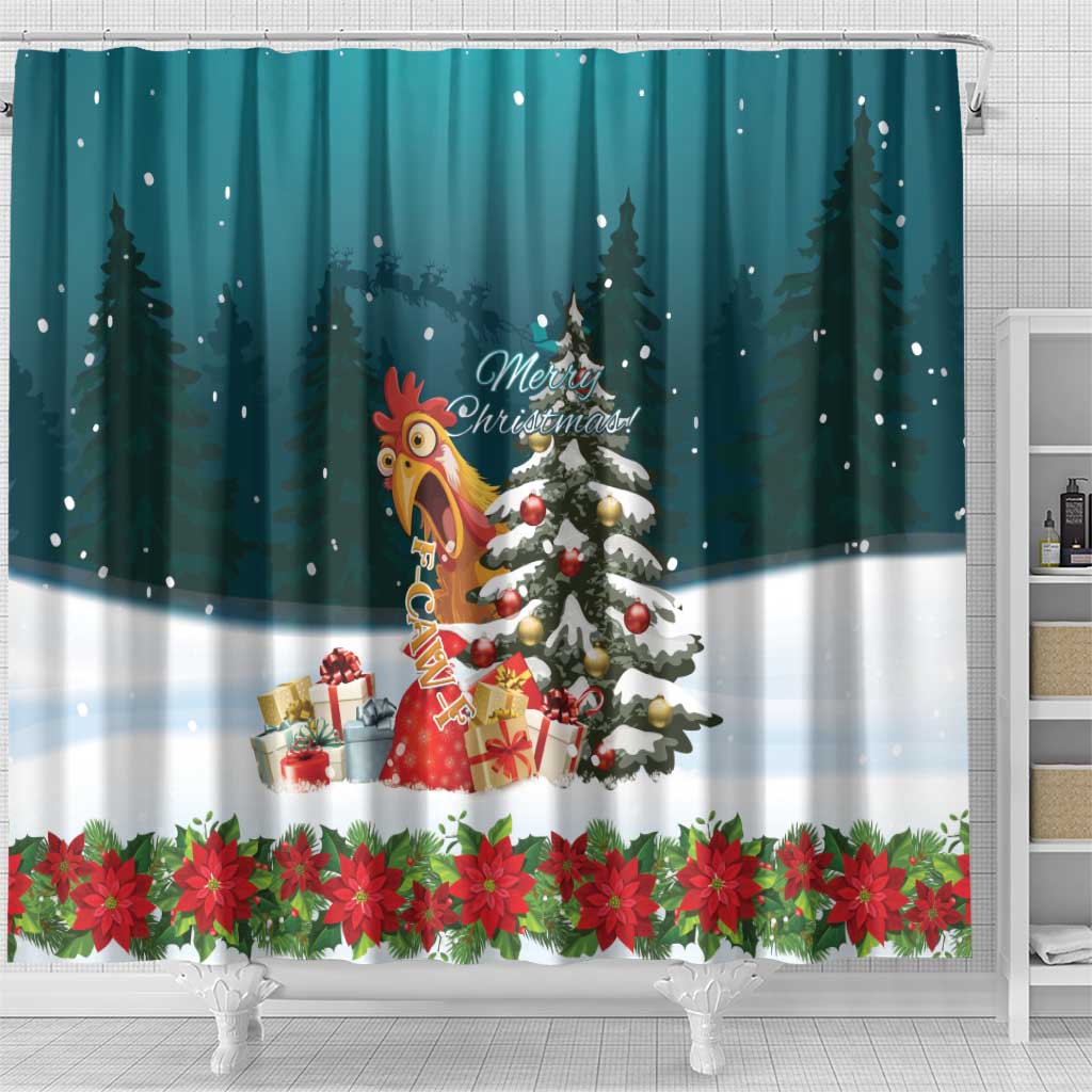 F Caw F Chicken Shower Curtain Funny Christmas - Wonder Print Shop